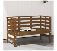 Garden Bench Solid Pine Wood Honey Brown 111.5x53x71 cm Slatted Seat With Arms.
