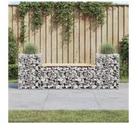 Garden bench solid pine wood with galv steel gabion base 183x41x60.5cm +planters