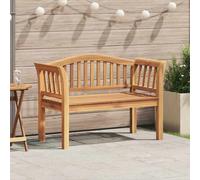Garden Bench Solid Teak Brown 120x53.5x85cm Carved Armrests Outdoor Seat Comfort