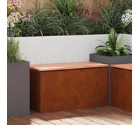 Garden bench Weathering steel 80x40x43cm Solid Douglas wood top Steel frame Eco