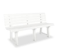 vidaXL Garden Bench 145.5x49x74 cm Plastic White Outdoor Patio Bench Seat