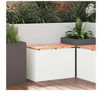 Garden Bench White 60x40x43cm Solid Douglas Wood Seat Steel Frame Varnished