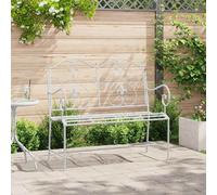 Garden Bench White Steel 104 x 54 x 93 cm Outdoor 2-Seater Solid Steel Rustproof