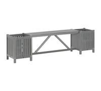 Garden Bench with 2 Planters 150cm Solid Acacia Wood Grey
