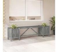 vidaXL Garden Bench with 2 Planters 150cm Solid Acacia Wood Grey UK HOT
