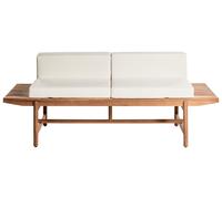 Garden Bench with Cushion GIAVENO 210 cm Acacia Wood Off-White