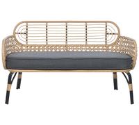 Garden Bench with Cushion PRATELLO PE Rattan Natural