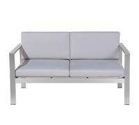 Garden Bench with Cushion SALERNO 142 cm Metal Light Grey