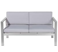 Beliani 2 Seater Aluminium Garden Sofa Light Grey Salerno