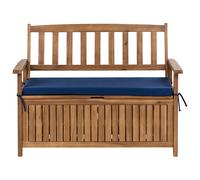 Garden Bench with Cushion SOVANA 120 cm with Storage Acacia Wood Blue