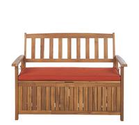 Garden Bench with Cushion SOVANA 120 cm with Storage Acacia Wood Red