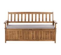 Garden Bench with Cushion SOVANA 160 cm with Storage Acacia Wood Grey