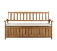 Beliani Garden Bench With Cushion Sovana 160cm With Storage Acacia Wood Taupe