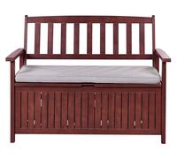 Garden Bench with Cushion SOVANA with Storage Acacia Wood Light Grey