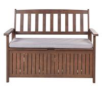 Garden Bench with Cushion SOVANA with Storage Acacia Wood Light Grey