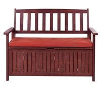 Garden Bench with Cushion SOVANA 120 cm with Storage Acacia Wood Red