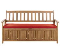 Garden Bench with Cushion SOVANA 160 cm with Storage Acacia Wood Red