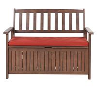 Garden Bench with Cushion SOVANA with Storage Acacia Wood Red