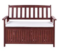 Garden Bench with Cushion SOVANA with Storage Acacia Wood White