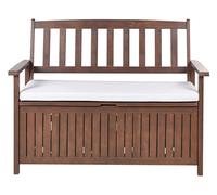 Garden Bench with Cushion SOVANA with Storage Acacia Wood White