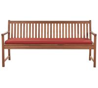 Beliani Garden Bench With Cushion Vivara 180 Cm Certified Acacia Wood Dark Red