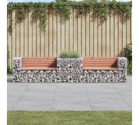 vidaXL Garden Bench, Outdoor Bench with Gabion Basket, Park Bench for Patio Yard, Picnic Bench Chair with Armrest, Solid Wood Douglas