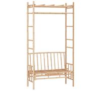 Garden Bench with Pergola Bamboo 116cm Outdoor Arbour Seat Trellis UK