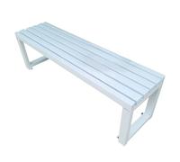 Garden Bench without Backrest, 2-3 Person Outdoor Metal Seating with Mounting Holes, Perfect for School/Hospital, Veranda & Backyard Decor (White, 200cm/79in)