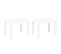 Garden Benches 2pcs White Plastic Wood-Look Weatherproof 60x38.5x45cm Patio Set