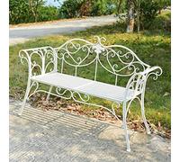 Garden Benches Retro Metal Clearance, 2 Seaters with Curved Design Backrest and Armrest,Outdoor Cast Iron Cast Aluminium Bench for Garden,Patio, Porch and Yard Easy Assembly (Color : Wit)