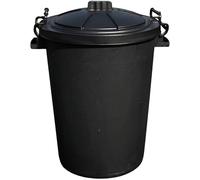 Garden Bin 50L - Heavy Duty Plastic Dustbin with Clip Lock Lid, Bright Coloured Indoor & Outdoor Rubbish Bin, 50L Litre Waste Container, Versatile Trash Can for Home, Black, Pack of 2