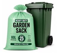 Garden Bin Bags 80L x 25 Pack Extra Strong Refuse Sack Heavy Duty Bin Liners Green Garden Waste Bag Rubbish Sacks Disposal Bags Ideal for Collecting Waste, Plant, grass, Leaves