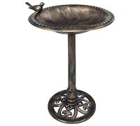 Garden Bird Bath Bronze Plastic feeder Bowl Water Ways Stands vidaXL