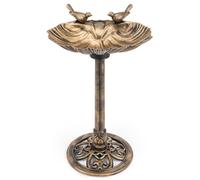 Garden Bird Bath Clam Shell Birdbath With Rustic Metal Effect H81cm Christow Bronze One Size