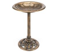 Garden Bird Bath Ornate Resin Birdbath With Rustic Metal Effect H70cm Christow Bronze One Size