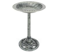 Garden Bird Bath Ornate Resin Birdbath With Rustic Metal Effect H70cm Christow Grey One Size