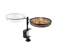 Garden Bird Bath - Outdoor Wild Birds Bath with Feeder | Animals Water Dish with Detachable Tray, Adjustable Bowl for Balcony Handrails, Terrace Pillars