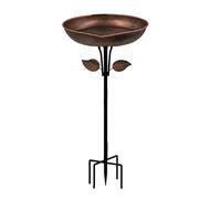 Garden Bird Bath Stake With Antique Finish Metal Construction For Attracting Birds To Your Yard