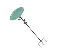Garden Bird Bath Stake With Antique Finish Metal Construction For Attracting Birds To Your Yard