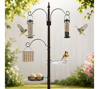 Garden Bird Feeder Pole 190cm with Hanging Feeders & Water Dish