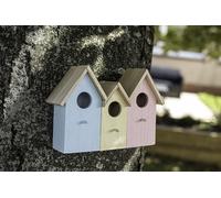 Garden Mile® Novelty 3 In 1 Wooden Wild Garden Bird Houses Nesting Box Predator Proof Small Birds Sparrows, Tits Robin Nester Garden Ornament