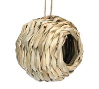 Garden Birdhouse - Hibiscus, 5.51x5.51in Parakeet Breathable Nesting Box Straw Material | Handcrafted Durability Natural Breeding Habitat, Straw Bird Shelter For Parakeets, Finches, Gardens