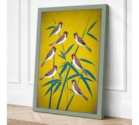 Garden Birds in Foliage Canvas Wall Art Print 18x12 Inch