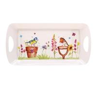 Garden Birds Medium Serving Tray Melamine Snacks Holder Trinket Floral Design