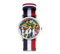 Garden Birds Summer Wrist Watches with Scale Casual Braided Strap Easy Reader for Work Workout Men Women