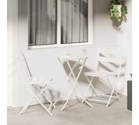 Garden Bistro Set 2-Seater White Steel Folding Table and Chairs 50x50x72cm