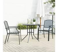 Garden bistro set 2pcs chairs + table Anthracite powder-coated steel 80x72.5cm.