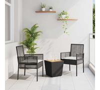 Garden Bistro Set 3 pcs Black & Cream White Poly Rattan 41.5x41.5x43 cm Outdoor