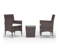 Garden Bistro Set 3 Piece Poly Rattan and Tempered Glass Multi Colours vidaXL