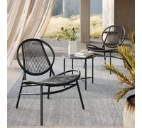 Garden Bistro Set, 3 Pieces, Acapulco Chairs, Outdoor Seating, Side Table And 2 Chairs, Conversation Set, Ink Black